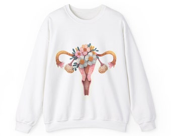 Feminist Uterus Floral Sweatshirt, Feminism Gifts for Him and Her, Period Positive Endometriosis Tee, Laparoscopy Surgery Shirt