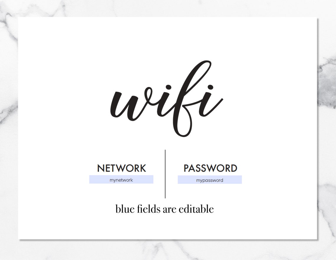 Printable WIFI Sign Editable WIFI Sign Printable Home Decor | Etsy