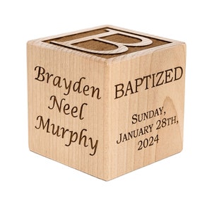 Personalized baby baptism dedication christening gift wooden block