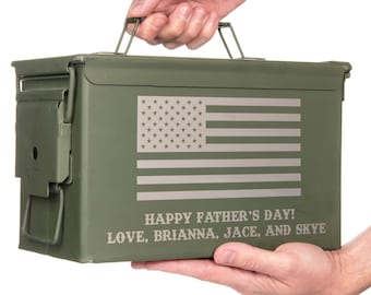 Personalized Engraved Ammo Can, Made In USA, Genuine Military Surplus 50 cal, Storage Box, Choose Your Image & Text, Gifts for Groomsmen