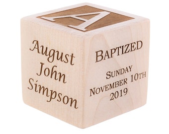 Personalized Baptism Gift, Baby Baptism Block, Baby Baptism Gift, Baby Dedication Gift, Wooden Engraved Baby Block, Unique Baptism Gift
