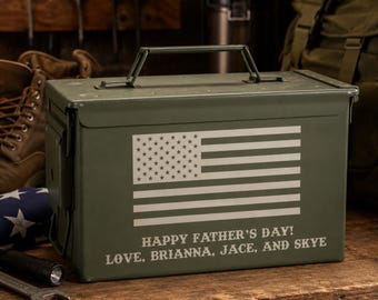 Personalized Engraved Ammo Can, Made In USA, Genuine Military Surplus 50 cal Storage Box