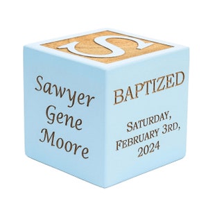 Personalized Baby Baptism Block, Baptism Gift, Baby Baptism Gift, Baby Dedication Gift, Wooden Engraved Baby Block, Unique Baptism Gift