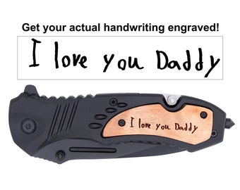 Handwriting Engraved Pocket Knife, Tac Force TF606WS, Christmas Gift From Kids, Gift For Dad, Child's Handwriting, Kid Handwriting Engraved