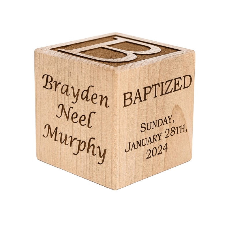 Personalized baby baptism dedication christening gift wooden block