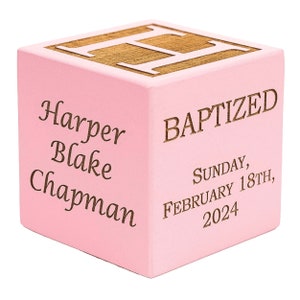 Personalized Baptism Gift, Baby Baptism Block, Baby Baptism Gift, Baby Dedication Gift, Wooden Engraved Baby Block, Unique Baptism Gift image 9