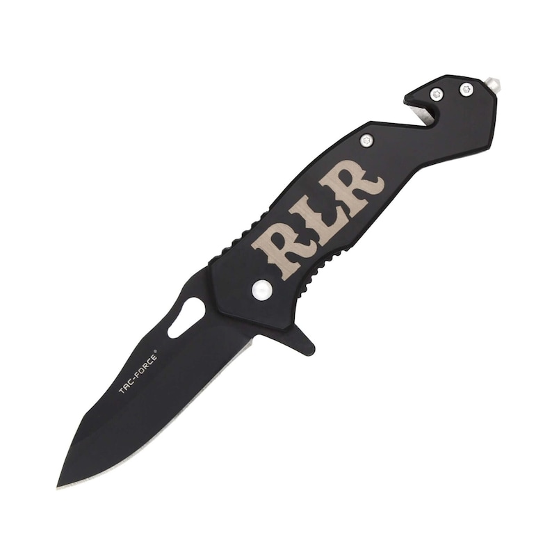 Personalized engraved pocket knife, black, Palmetto Wood Shop