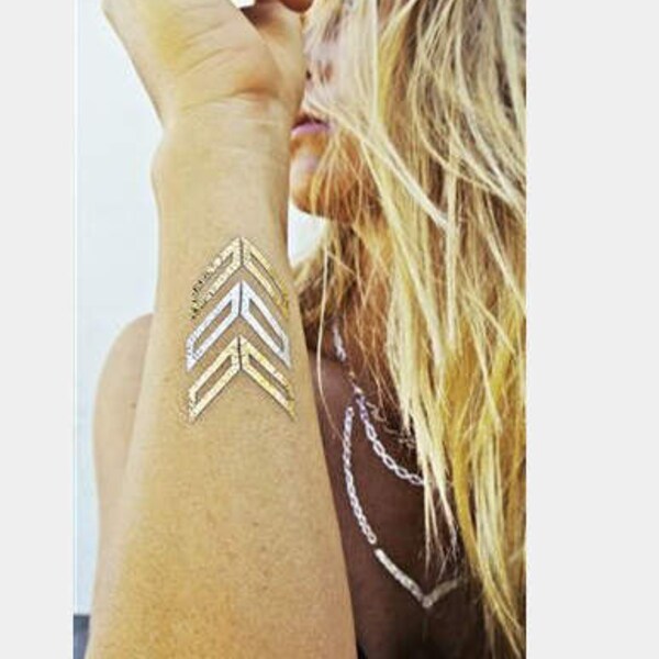 Body Art Gold Silver Metallic Temporary Tattoo Body Jewelry Fake Tattoo 2 SHEETS