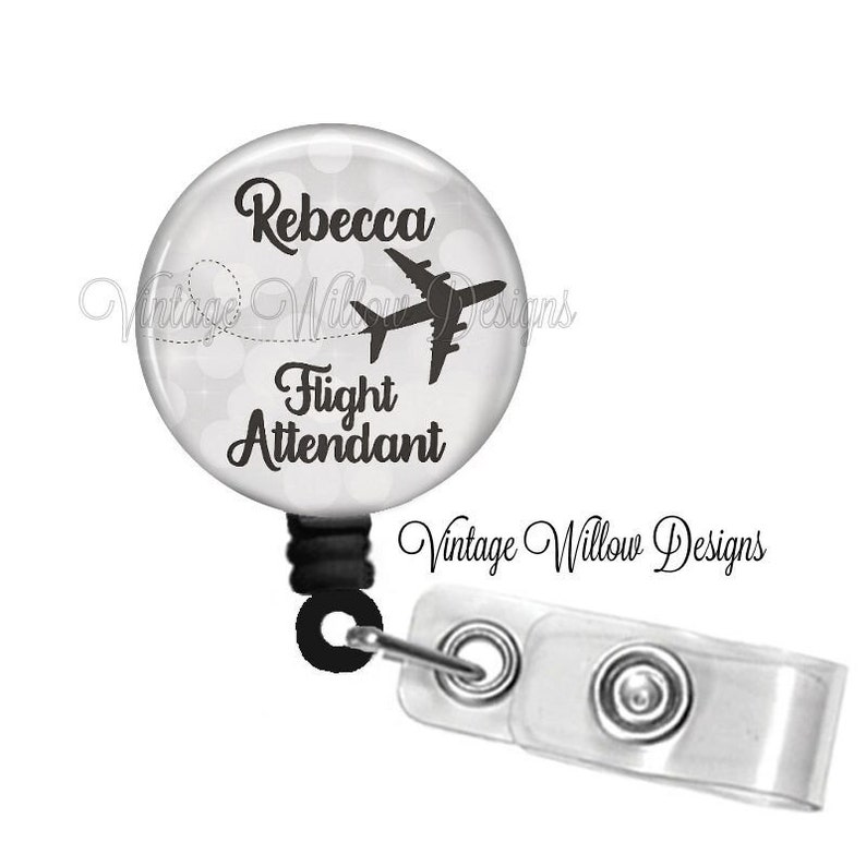 Personalized Flight Attendant Retractable ID Holder Badge Reel - Etsy