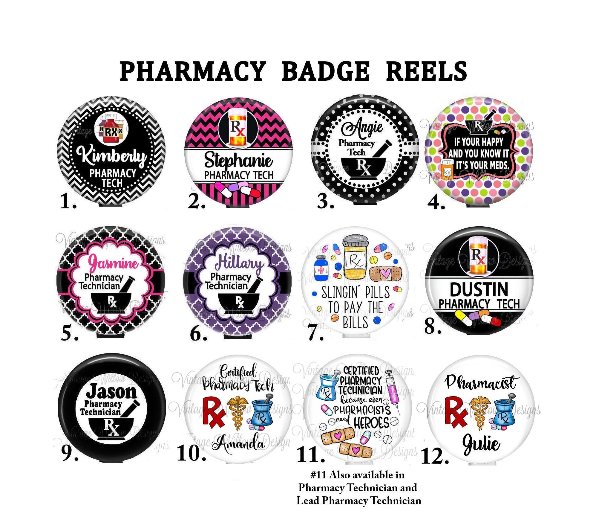 Your Choice Pharmacy Tech ~ Pharmacist Retractable ID Badge Reels in …