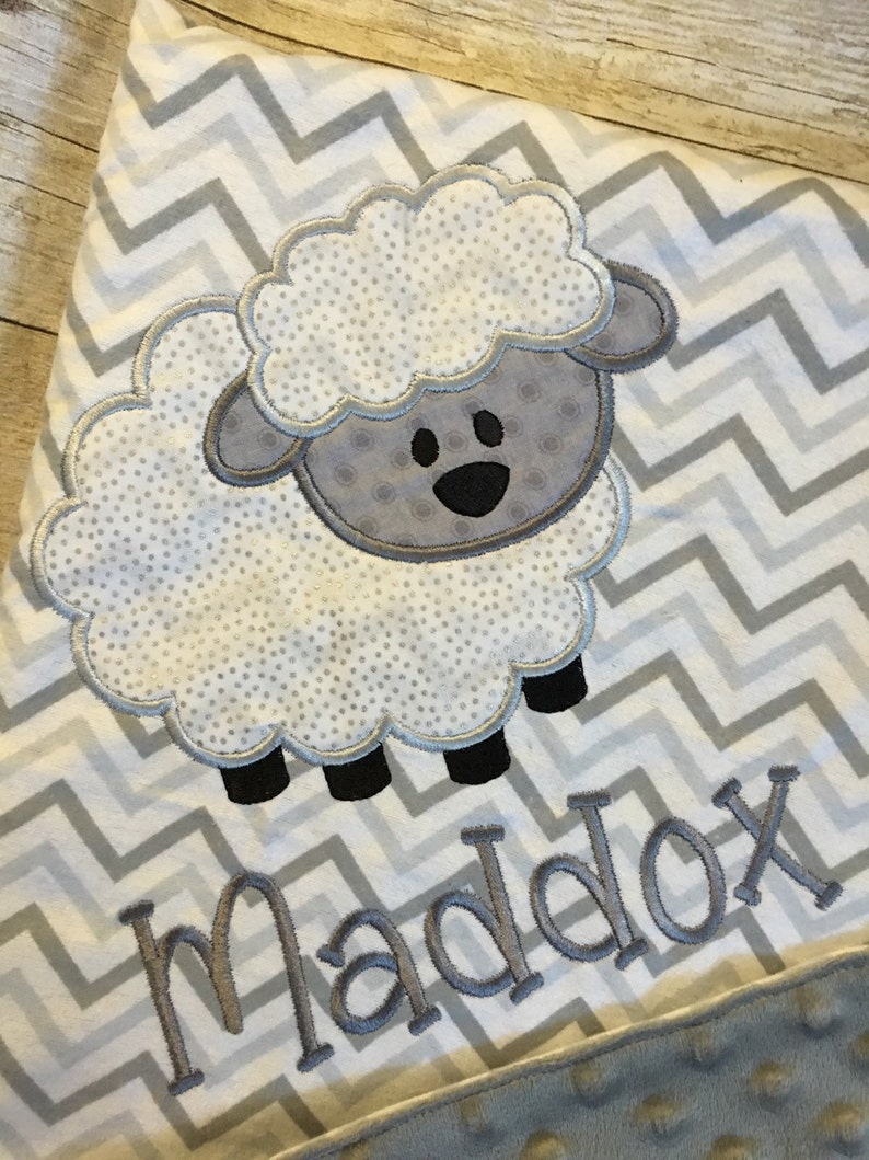 Lamb Baby Blanket Lamb Blanket Embroidered Baby Blanket Etsy