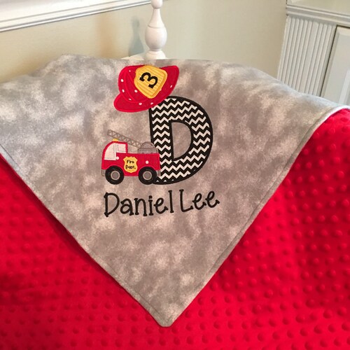 Firefighter Baby Blanket Fire Truck Baby Blanket Etsy