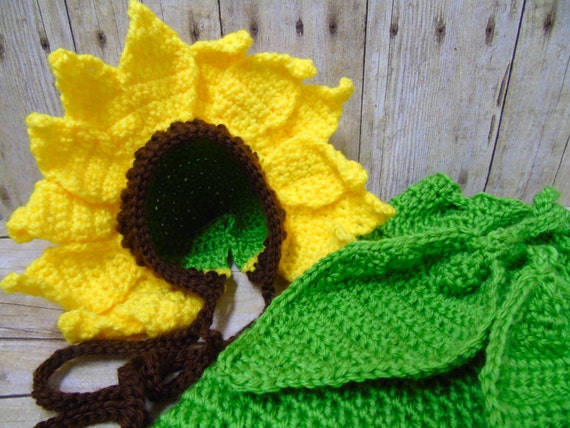 crochet sunflower baby outfit