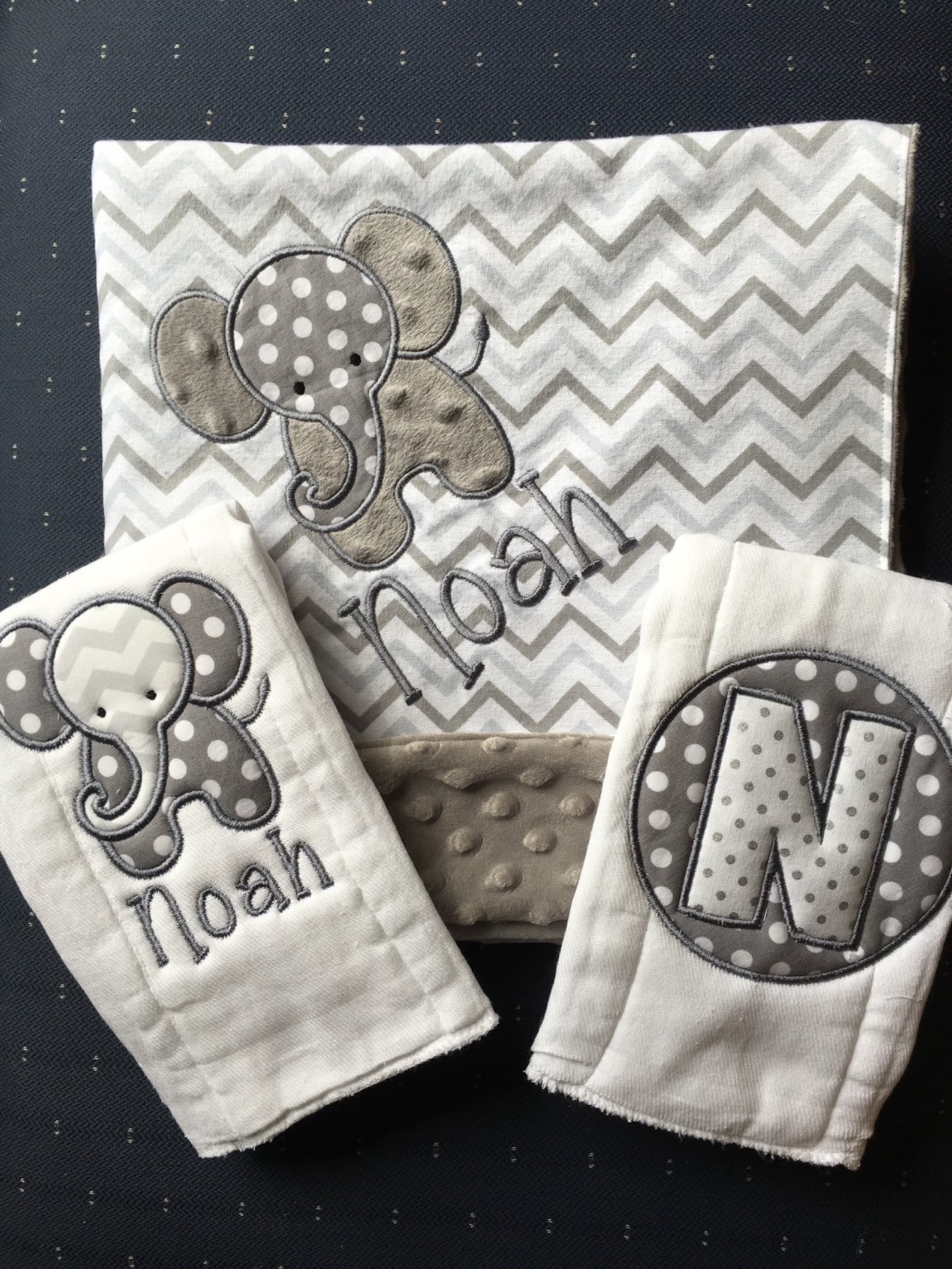 Elephant Baby Blanket Elephant Burp Cloth Set Personalized Etsy