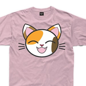 Cartoon Calico Cat Face Kid's Children's Unisex Camiseta - Lindo Gatos Gatito Animal Tortoiseshell Calico