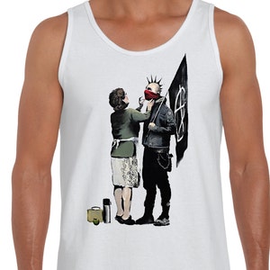 Banksy Punk Mum Men&#39;s Vest Tank Top - Banksy Graffiti Art