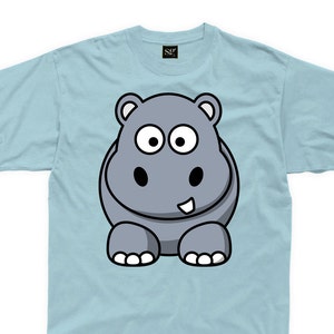 Dibujos animados Hippo Kid's Children's Unisex Camiseta - Animales lindos divertidos selva salvaje hipopótamo salvaje