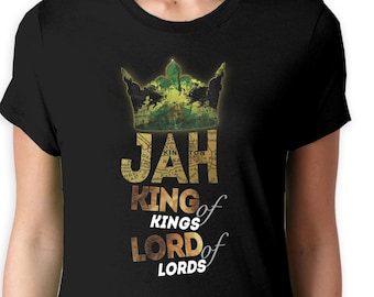 Jah roi des rois T Shirt femme , Jamaïque Haile Selassie Reggae de Bob Marley Rasta