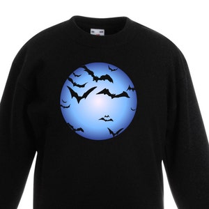Bat Full Moon Halloween Kids Childrens Unisex Jumper Sweatshirt - Banksy Graffiti Artist