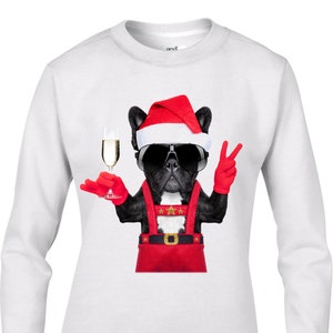 French Bulldog Santa Style Women's Christmas Jumper Bulldog Dog Santa image 1