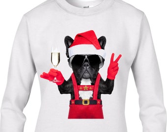 French Bulldog Santa Style Women's Christmas Jumper - Bulldog Dog Santa