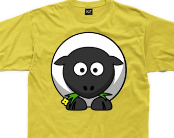 Cartoon Sheep Kid's Children's Unisex T Shirt - Animals Cute Funny Sheep Lambs Farm Yard Animal