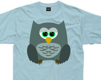 Cartoon Owl Kid's Children's Unisex T Shirt - Animals Cute Funny Owl Birds