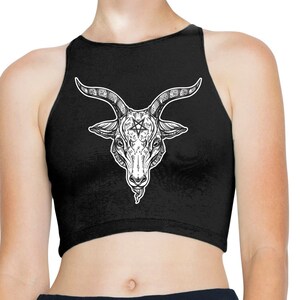 Pentagram Goat of Mendes Pagan Sleeveless High Neck Crop Top