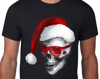 Santa Claus Skull Men's Christmas T-Shirt - Christmas Skull Cool