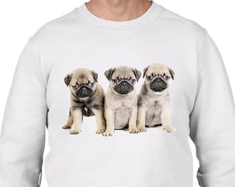 Pug Puppies Men's Sweatshirt Jumper - Pug Dog Pets Animal Cute Pugs Puppy Puppies Dog Lover Animal