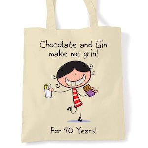 チョコレート＆ジン メイク・ミー・グリンの70歳の誕生日トートショッピングバッグ