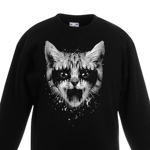 Heavy Metal Pussycat Unisex Kids Childrens Jumper Sweatshirt - Heavy Metal Rock Gothic Black Metal Cat