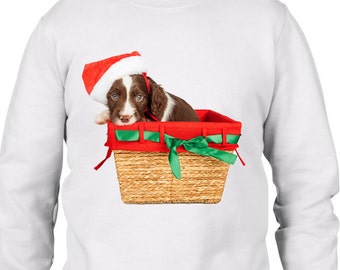 Springer Spaniel Santa Claus Men's Christmas Jumper - Spaniel Dogs Santa