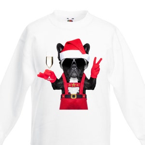 French Bulldog Santa Style Children&#39;s Unisex Christmas Jumper - Bulldog Santa Dog