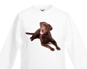 Chocolate Labrador Kids Childrens Unisex Jumper Sweatshirt - Dogs Pet Labrador Dog Lover