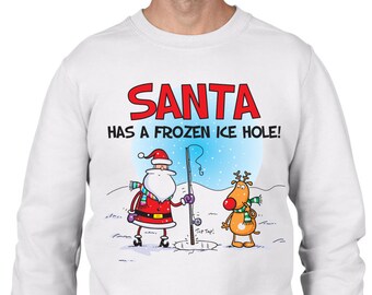 Santa Ice Hole Mannen Kerst Sweatshirt Jumper - Grappige Chrismas Snow