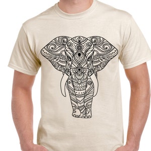 Tribal Indian Elephant Tattoo Large Print Men&#39;s T-Shirt - Elephants India