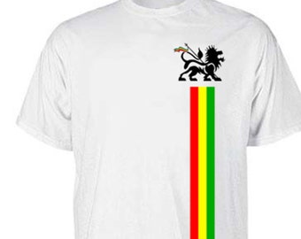 Lion of Judah Stripes Men's T Shirt - Reggae Rastafari Jamaica Bob Marley