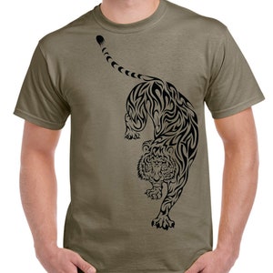 Tribal Tiger Tattoo Large Print Men&#39;s T-Shirt - Tiger Animals Wild
