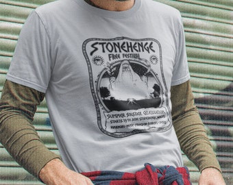 Stonehenge Free Festival Men's T Shirt - Druid Hawkwind Hippie Gong Solstice
