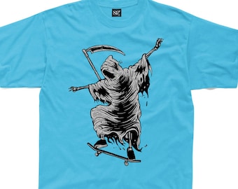 Magere Hein Skateboarder Kids Kinder T-Shirt - Skater Skateboard Skateboarding Kleding
