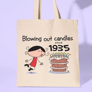 Blowing Out Candles Since 1935 90th Birthday Tote Shopping Bag