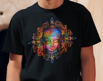 Electric Buddha Psychedelic Men&#39;s T Shirt - Hipster Festival Boho