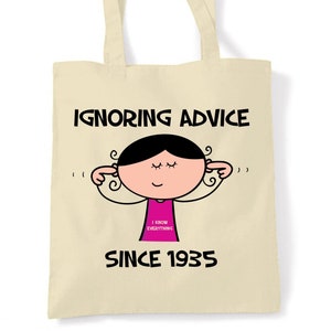 Ignoring Advice Since 1935 90th Birthday Tote Shopping Bag