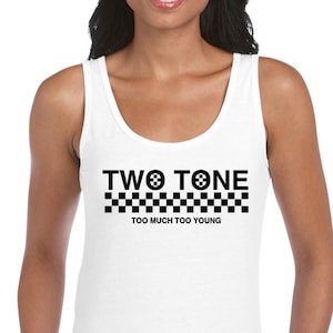 2 Tone Too Much Too Young Narrow Logo Ska Women&#39;s Vest Top