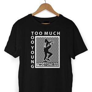 Two Tone Too Much Too Young Logo Men's T-Shirt Ska Dancers image 1
