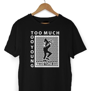 Two Tone Too Much Too Young Logo Men&#39;s T-Shirt - Ska Dancers