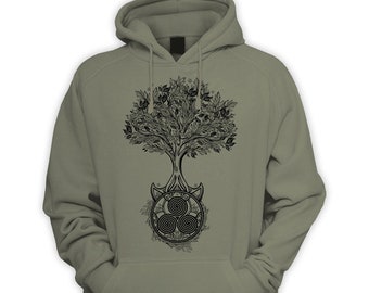 Celtic Spiral Tree of Life Pullover Pouch Pocket Hoodie Hooded Sweatshirt - Pagan Wiccan Wicca Druid