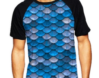 velordnet Pakistan Blive ved Fish Scales Blue Mermaid Mens All Over Graphic Contrast - Etsy Australia