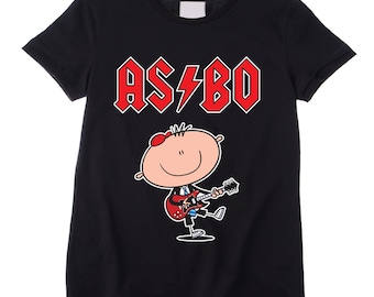 Asbo Unisex Kids Childrens T-Shirt - Angus Young Rocker Guitar